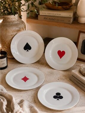 Indigo Playing Card Dessert Plates Set of 4